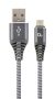   GEMBIRD CC-USB2B-AMmBM-1M-WB2 Premium cotton braided Micro-USB charging and data cable, 1 m, spacegrey/white
