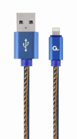 GEMBIRD CC-USB2J-AMLM-1M-BL Premium jeans (denim) 8-pin cable with metal connectors, 1 m, blue
