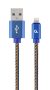   GEMBIRD CC-USB2J-AMLM-2M-BL Premium jeans (denim) 8-pin cable with metal connectors, 2 m, blue