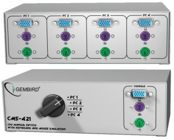 GEMBIRD CMS-421 Manual CPU switch with keyboard/mouse emulation for 4 PCs