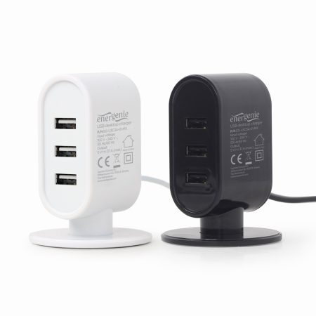 GEMBIRD EG-U3C3A-01-MX Universal USB desktop charger, 3.1 A, mixed colors (black, white)