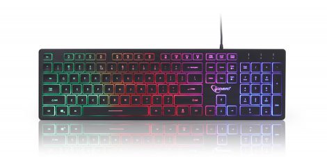 GEMBIRD KB-UML-01 Rainbow' backlight multimedia keyboard, black, US layout