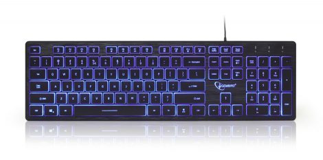 GEMBIRD 3-színű backlight multimedia keyboard, fekete, US layout KB-UML3-01