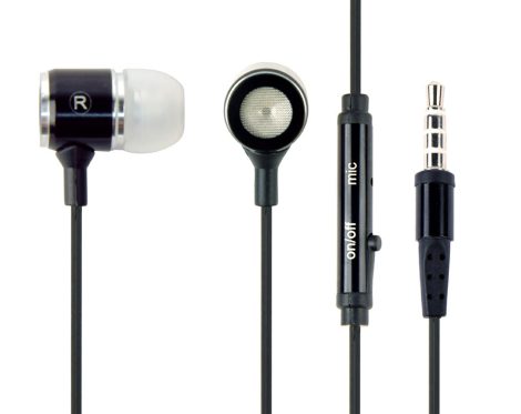 GEMBIRD Metal earphones with microphone, fekete 4pin MHS-EP-001