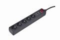 GEMBIRD SPG5-C-10 Surge protector, 5 sockets, 3 m, black