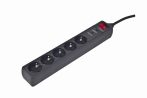 GEMBIRD SPG5-C-15 Surge protector, 5 sockets, 4.5 m, black