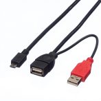   USB 2.0 kábel "Y" 1xA/M 1xA/F 1x MicroB/M, külső vinyóhoz 1m ROLINE (19.08.1009)