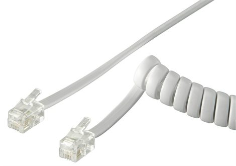 Telefonkagyló spirál kábel 7m fehér RJ-10/RJ10 4P/4C GOOBAY (72761)