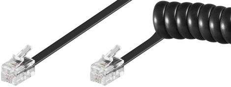 Telefonkagyló spirál kábel 2m fekete RJ-10/RJ10 4P/4C GOOBAY (50270)