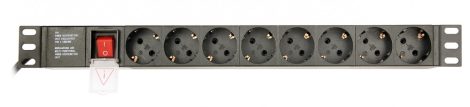 GEMBIRD Power distribution unit (PDU), 8 Schuko sockets, 1U, 16A, 3 m cable EG-PDU-014