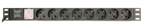 GEMBIRD Power distribution unit (PDU), 8 Schuko sockets, 1U, 16A, C14 plug 3 m cable EG-PDU-014-C14
