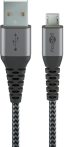   USB kábel A- micro B 2.0 textil borítás, fém csatlakozókkal, 2m GOOBAY (49283)