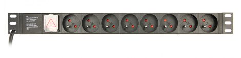 GEMBIRD Power distribution unit (PDU), 8 fázishelyes, 1U, 10A, Schuko plug, 3 m cable EG-PDU-014-F