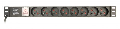 GEMBIRD Power distribution unit (PDU),8 fázishelyes sockets, 1U, 10A, C14 plug 3 m cable EG-PDU-014-FC14
