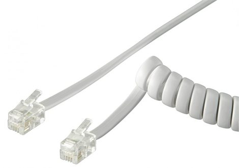 Telefonkagyló spirál kábel 2m fehér RJ-10/RJ10 4P/4C GOOBAY (50246)