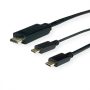   USB 3.1 adapter C/M - HDMI M+USB C/M kábel 1m 4K2K@60 Hz, ROLINE(11.04.5952)