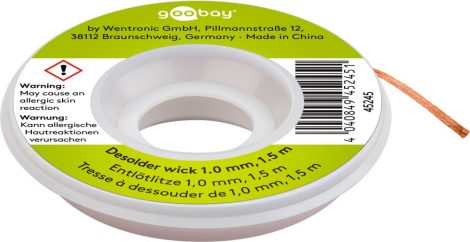 Kiforrasztóhuzal 1mm a forrasztóanyag eltávolításához 1,5m GOOBAY (45245)