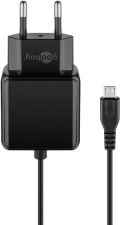 USB hálózati töltő 3A 1,5m-es microB kábellel fekete GOOBAY (49603)