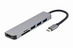   Gembird USB Type-C 6-in-1 multi-port adapter (Hub + HDMI + card reader) A-CM-COMBO6-02