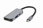   Gembird USB Type-C 3-in-1 multi-port adapter (USB port + HDMI + PD), silver A-CM-COMBO3-02