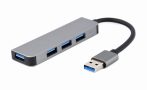   GEMBIRD 4 port USB 3.0 hub, 1xUSB 3.0, 3x USB 2.0 port, alumínium ház, 15 cm kábel UHB-U3P1U2P3-01