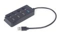   Gembird 4 port USB 3.0 hub, 1xUSB 3.0, 3xUSB 2.0, kapcsolós portok, 25cm kábel, fekete UHB-U3P1U2P3P-01