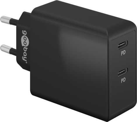 USB hálózati gyorstöltő 2XUSB-C 3.1 36W, fekete GOOBAY (61757)