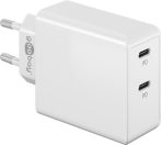   USB hálózati gyorstöltő 2XUSB-C 3.1 36W, fehér GOOBAY (61758)