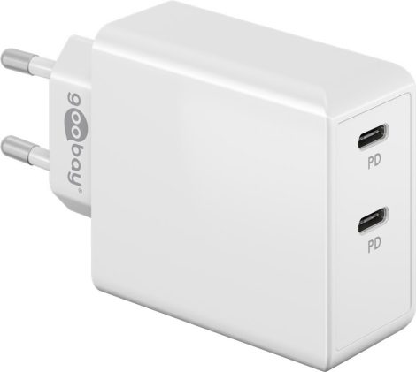 USB hálózati gyorstöltő 2XUSB-C 3.1 36W, fehér GOOBAY (61758)