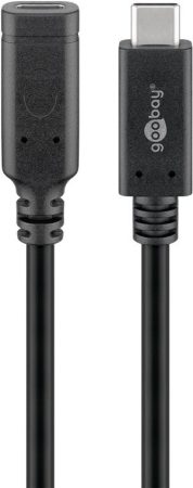 USB 3.1 kábel C/M - C/F hosszabbító 1m, USB 3.2 Gen.2 fekete GOOBAY (61038)