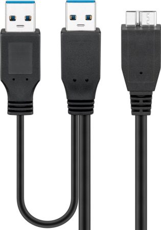 USB 3.0 kábel "Y" 2 X USB 3.0 AM + USB 3.0 micro B, 0,3m GOOBAY (95746)