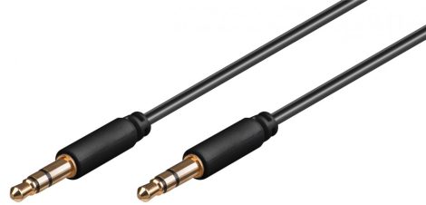 Audio kábel 2x3,5mm jack 1m fekete, aranyozott, slim, réz GOOBAY (69117)