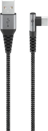 USB 3.1 kábel C/M - A/M 2.0 0,5m, 90°, textil 60W/20V/3A GOOBAY (64655)