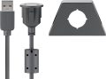   USB hosszabbító kábel A-A 2.0 2m fekete, tartókonzollal GOOBAY (93351)