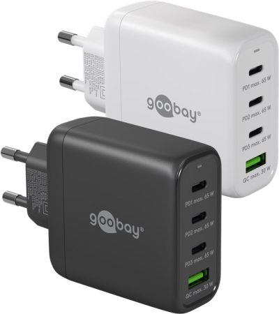 USB hálózati gyorstöltő 1xQC 3.0 (30W) + 3xUSB-C 3.1 (68W) fehér GOOBAY(64822)