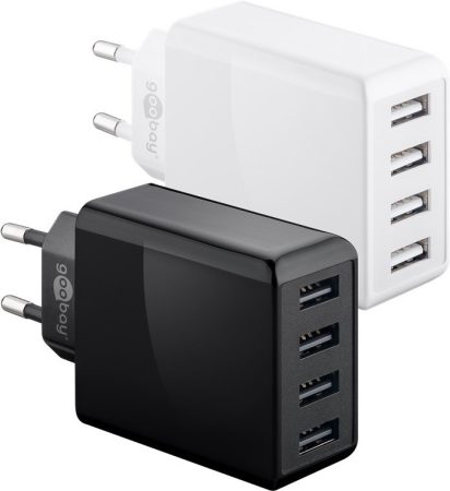 USB hálózati gyorstöltő 4 x USB 3.0 (30W), fekete GOOBAY (44962)