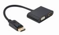   Gembird DisplayPort male to HDMI female + VGA female adapter kábel, fekete  A-DPM-HDMIFVGAF-01
