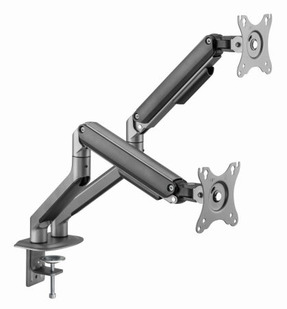 GEMBIRD Desk mounted adjustable double monitor arm, space grey, max. 32"  2-9 kg MA-DA2-05