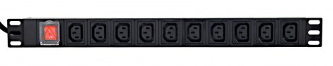 GEMBIRD Power distribution unit (PDU), 10 pcs C13 sockets, 1U, 16A, C19 plug 2 m cable EG-PDU-10C132C19