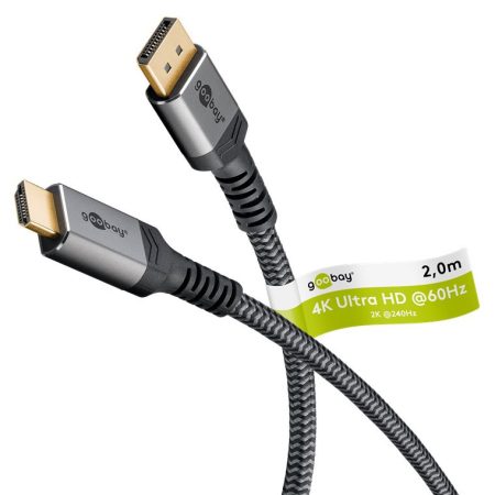 DisplayPort kábel DP M-HDMI M 2.0 ULTRA HD "Sharkskin" 2m GOOBAY (65269)