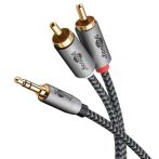   Audio kábel 3,5mm jack/2RCA 1m "Sharkskin" GOOBAY (65285)