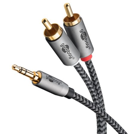 Audio kábel 3,5mm jack/2RCA 2m "Sharkskin" GOOBAY (65288)