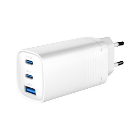GEMBIRD 3-port 65 W GaN USB PowerDelivery fast charger, white (TA-UC-PDQC65-01-W) TA-UC-PDQC65-01-W