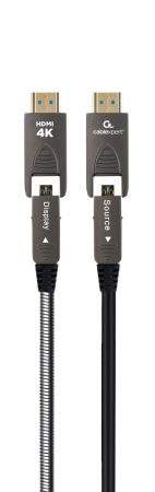 GEMBIRD Aktív optikai (AOC) Nagy sebességű HDMI D-A kábel Eth. "AOC Armored Series",30m CCAP-HDMIDD-AOC-30M