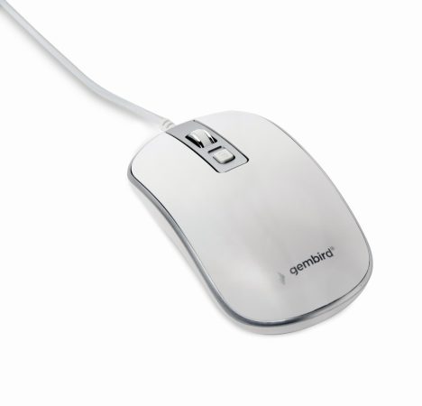 GEMBIRD Wired optical mouse, USB, white/silver MUS-4B-06-WS