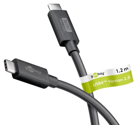 USB 3.1 kábel C/M - C/M fekete 1,2m Version 2.0, 240W, 80 Gbit/s GOOBAY (74376)
