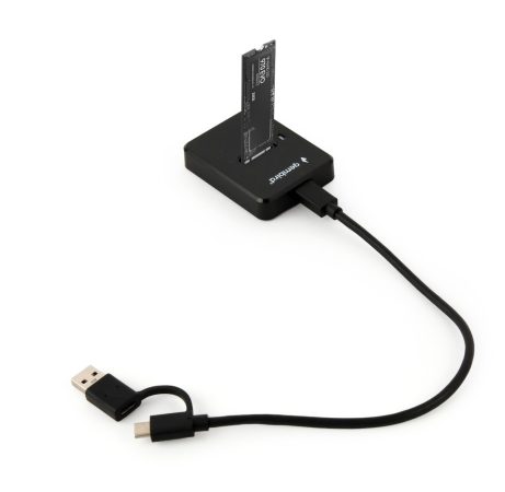 GEMBIRD Desktop USB Type-C M.2 SATA & NVME SSD drive docking station, black DD-U3M2