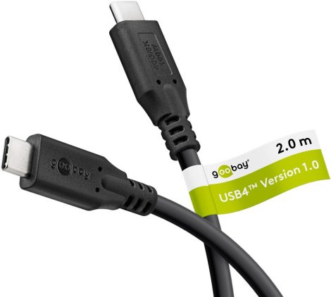 USB 3.1 kábel C/M - C/M fekete 2m, USB4™, 100W, 40 Gbit/s, GOOBAY (74193)