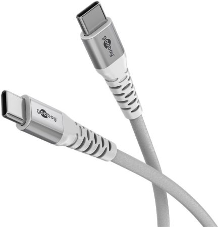 USB 3.1 kábel C/M - C/M, szuper lágy textil, 3m, 3A/60W, fehér GOOBAY (70195)
