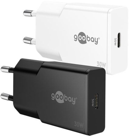 USB hálózati gyorstöltő 1XUSB-C 3.1 30W, fekete, SLIM GOOBAY (75735)